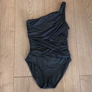 Steel Gray One Shoulder J Crew One Piece